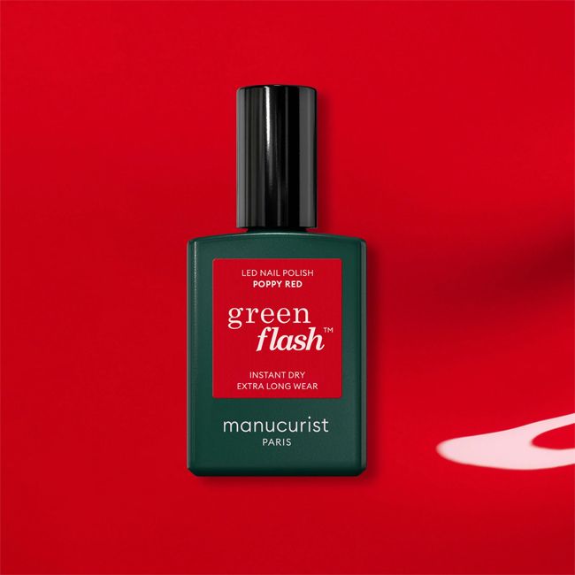 Manucurist's nail polish LED Green Flash Poppy Red Packaging