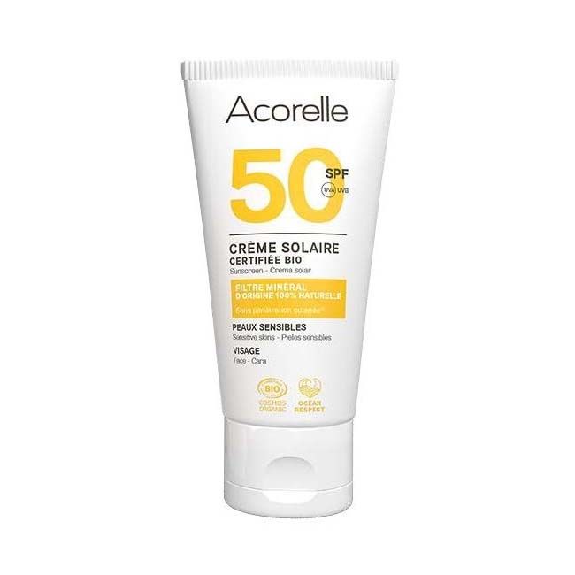 Crème solaire visage bio minérale SPF 50 Acorelle