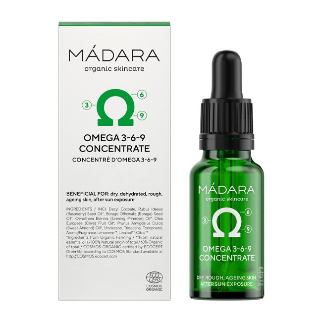 Madara Cosmétiques' Organic face care Concentrée Oméga 3-6-9 Packaging