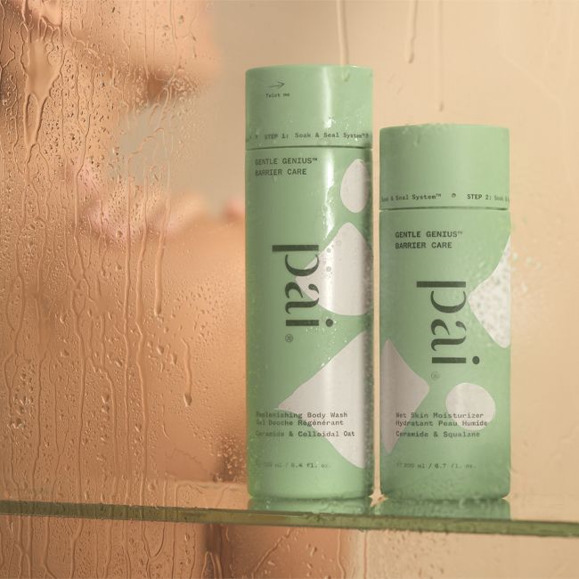 Pai Skincare's Gentle Genius Barrier Care Organic Moisturizing wet skin Packaging