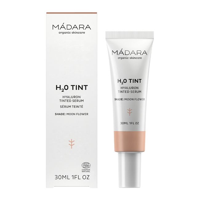 Madara Cosmetics' #2 Moon Flower H2O Tinted Organic Cream with Hyaluronic Acid Packaging